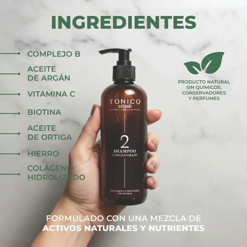 Shampoo De Cabello Graso Tonico Vittale Limpieza Restaurador
