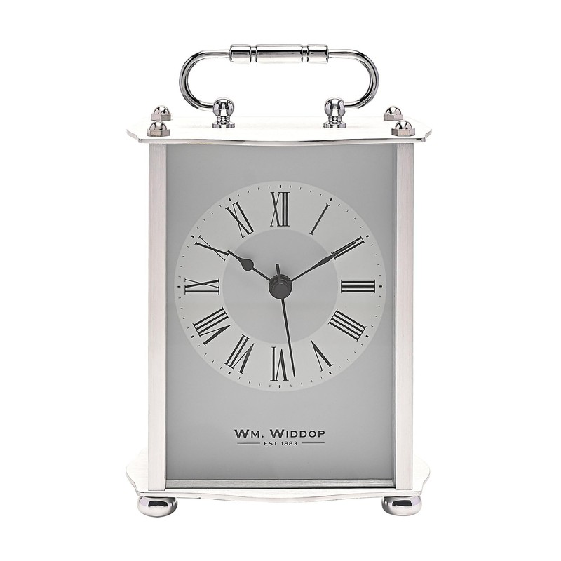 Widdop Carriage Clock in Aluminium Casing with Roman Numeral Dial