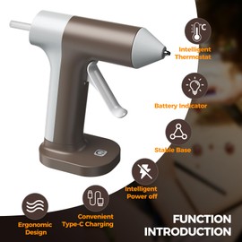 Treevian Cordless Hot Glue Gun Kit With 25pcs Glue Sticks, 30s Fast Preheating USB-C Rechargeable Mini Glue Gun, Smart Power-off, Hot Melt Gun for School, DIY Craft, and Home Repair