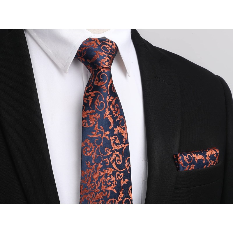 HISDERN Floral Paisley Wedding Tie Handkerchief Men's Necktie & Pocket
