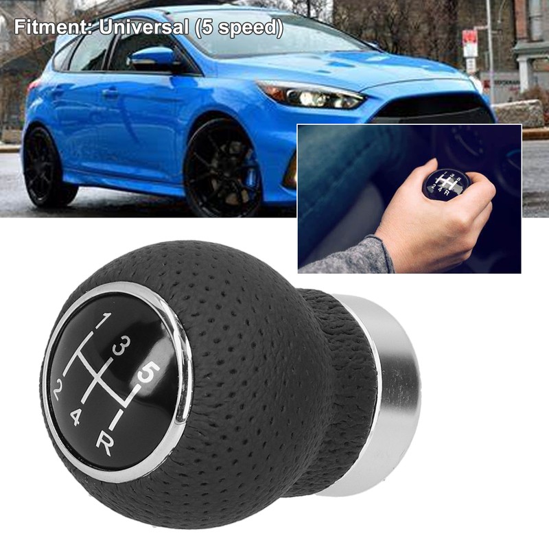 5 Speed Gear Shift Knob Genuine Leather Shifter Stick with