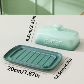 Large Porcelain Butter Dish with Lid, Candiicap Classic Color Changing Butter Keeper for Countertop, Large Butter Holder for Butter Storage & Home Kitchen Decor, Dishwasher Safe (Tropical Orange)