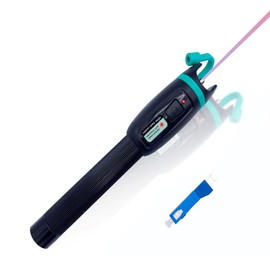 Elfcam® - Fibre Optic Cable Tester, 30 mW 30 KM Visual Troubleshooting for LWL LC SC FC ST E2000, Fibre Optic Red Light Pen Cable Tester Detector Meter, Red Light Source with LC Connector