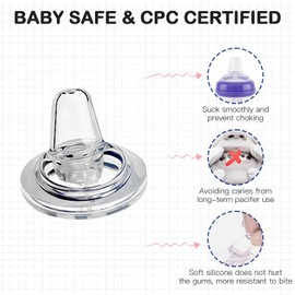 Sippy Spout Nipples for Lansinoh Baby Bottles, Transition Straw Sippy Cup 100% Food Grade Silicone Soft Nipple, 6m+, Pack of 4