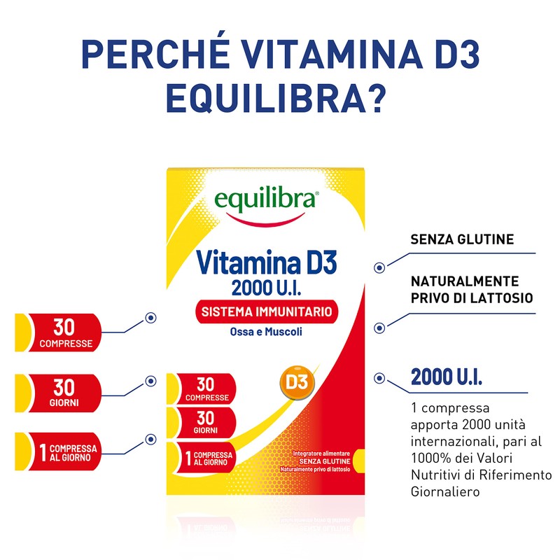 Equilibra Integratori Alimentari, Vitamina D3, Integratore Vitamina D3 per la