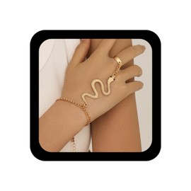 Yienate Boho Snake Bracele Snake Finger Ring Bracelet Statement Serpent Slave Hand Chain Punk Open Band Ring Snakes Chain Bracelets Snakes Hand Harness Friendship Bracelets Jewelry for Women
