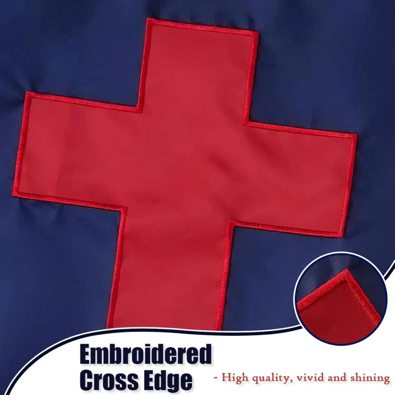 Embroidered Large Christian Flag 6x10 Ft Heavy Duty Waterproof Polyester