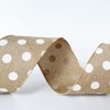 Leecogo Burlap Ribbon Wired,2 1/2”x10 Yard,White Polka Dots Rustic Ribbon