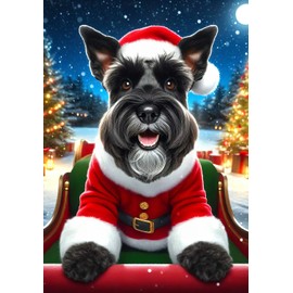 Schnauzer Black Cropped - Best of Breed DCR Christmas Garden Flag 12" x 17"