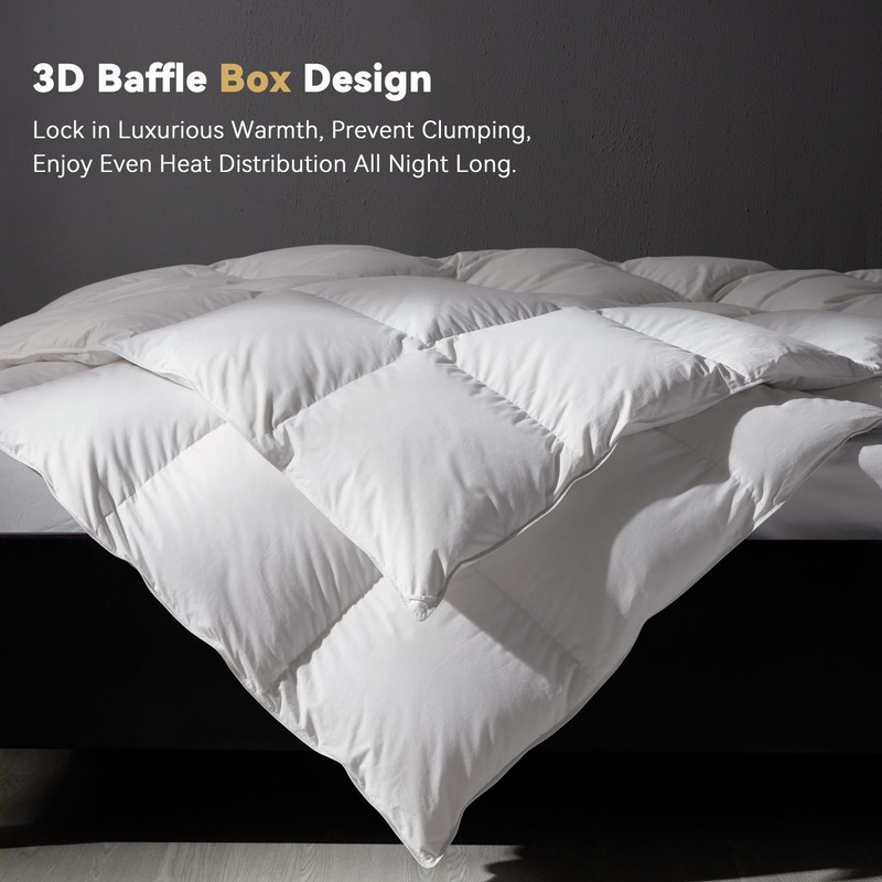 Three Geese Luxury Down Comforter Full Size, All-Season Duvet Insert