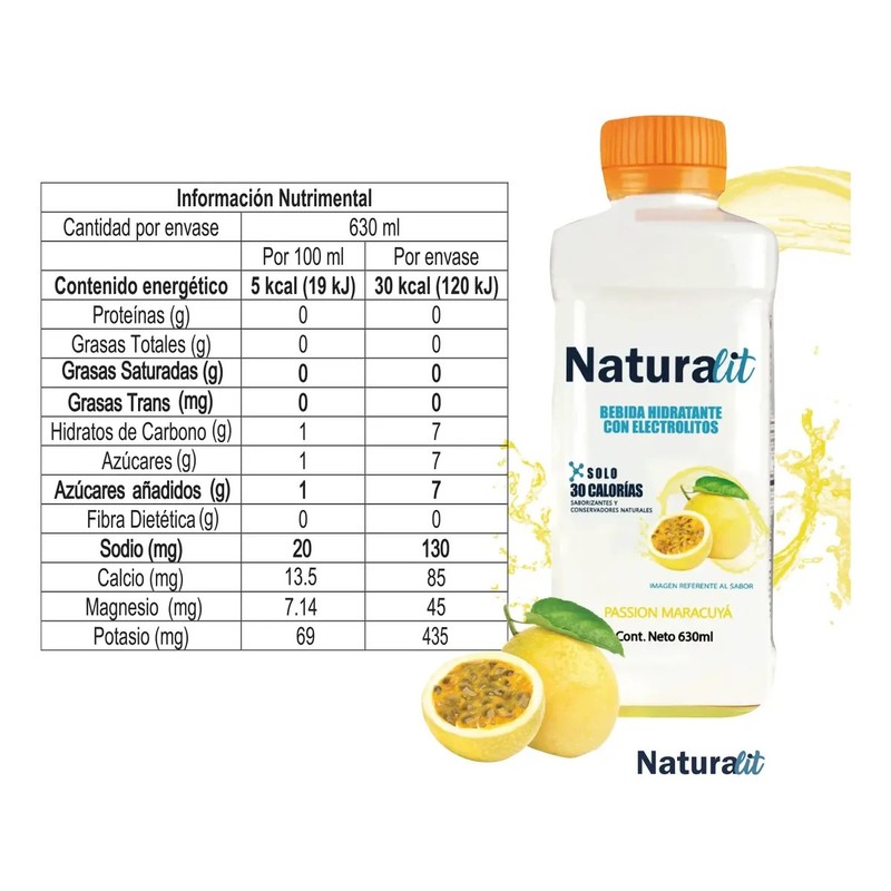 Bebida Con Electrolitos Sabor Maracuyá 12 Piezas Naturalit