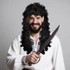 Sdfvsdg Pirate Captain Wigs Long Black Wavy Curly Pirate Costume