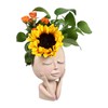 Unique Head Plant Pot with Drainage Hole Resin DIY Face