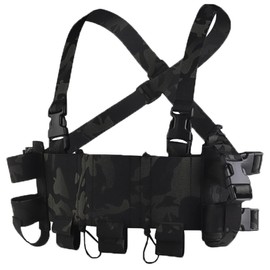 TAILOR JAPAN Micro Chest Rig, Chest Rig, Tactical Vest, Survival Game Vest, Minimalist Chest Rig, US Model, black multicam