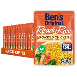 BEN'S ORIGINAL Ready Rice Roasted Chicken Flavored Rice, Easy Dinner Side, 8.8 oz Pouch (Pack of 12)