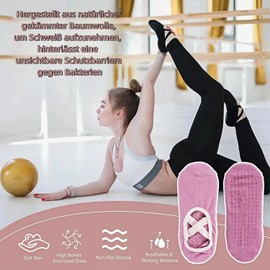 lulupila 4 Pairs Non-Slip Pilates Socks with Grips for Women, Grip for Yoga Ballet Barefoot Workout Non-Slip Athletic Socks (DE/NL/SE/PL, Alphanumeric, M, Regular, Grey)