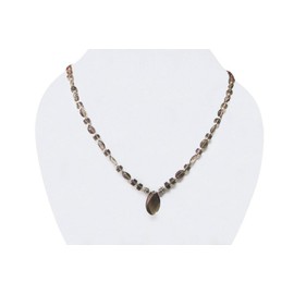 Single strand Gemstone necklace Smoky Quartz Beaded Jewelry with Sterling Silver