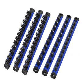 6 Piece Magnetic Tool Organizer Set, Holds Screwdrivers, Wrenches & Sockets (12-Slot Rail x3, L/M/S Socket Holders), Workshop Wall Mount, Space-Saving Tool Storage, Strong Grip (Tools Not Included)