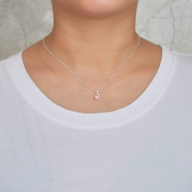 Philip Jones Sterling Silver Pink Necklace Created with Zircondia® Crystals
