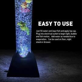 Bubble Tube Lamp - Floor Fish Aquarium Light – Kids Room Lamp – Autism Sensory Bubble Tube Light Lamp - 20 Color Light Remote - 4 Foot (48in)