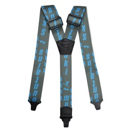 Olata Adjustable Ski Salopette Braces/Suspenders (Grey/Blue) - 4cm (Adult). Y-Shape (Plastic Clips)