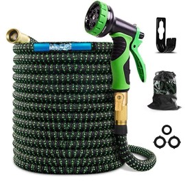Unbranded 50FT 100FT 4X Stronger Deluxe Heavy Duty Expandable Flexible Garden Water Hose - 50FT Dark Green
