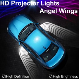 BukNikis Car Body Projector Lights, Ice Blue HD Angel Wings Door Projector Ghost Shadow Light Kit, Cool Car Accessories LED Welcome Projection Lights-Universal (Pair)