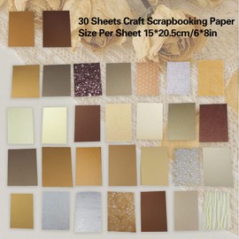 30 Blätter Scrapbook Papier, Vintage Scrapbooking Dekorpapier, DIY Schreibpapier Dekorative, Scrapbook Zubehör, Geeignet für Karten, Travel Journal, Sammelalben, Fotorahmen, Alben (Gold)