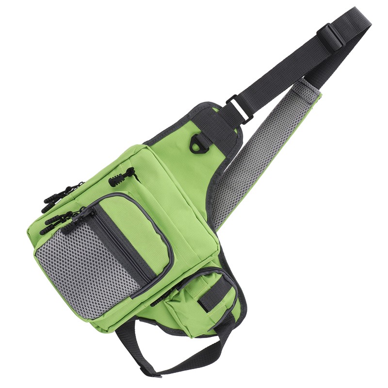 Polyester Multifunctional Fishing Tackle Crossbody Bag with Adjustable Shoulder Straps(Green