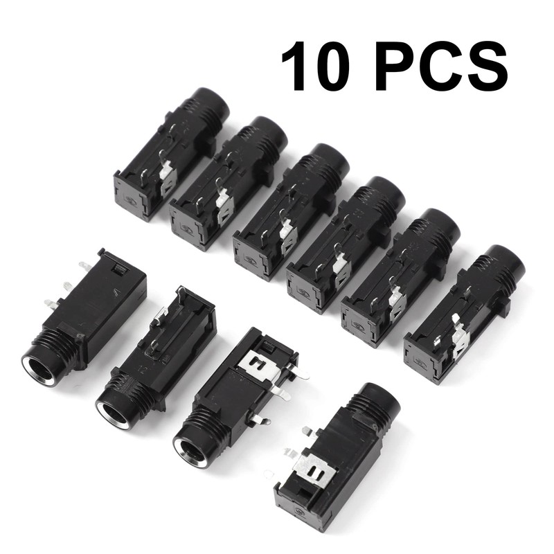 uxcell 10 Pcs 1/4" 6.35mm Headphone Mono Jack 3 Pins