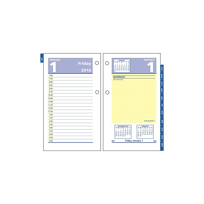 AT-A-GLANCE Daily Desk Calendar 2016 Refill, Quick Notes, 12 Months,