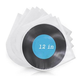 50 Pack 12 Inch Vinyl Record Inner Sleeves – Anti-Static Round Bottom Plastic Sleeves for EP/LP Records, Semi-Transparent Protective Inner Sleeve Covers, Secure Storage Solution