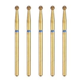 HARFINGTON 5pcs 120-140 Grits Diamond Grinding Bit 2.5mm Ball Head 2.35mm Shank 2.5mm Length Titanium Plated Stone Sanding Drill Bits Rotary Tool for Nails Grinding Polishing, Blue