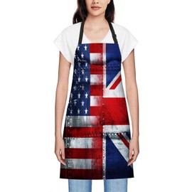 Smooffly American and British Flag Apron Unisex Adjustable Bib Apron, Cooking Kitchen Chef Apron, Women Men Apron for Home Kitchen, Restaurant, Coffee house