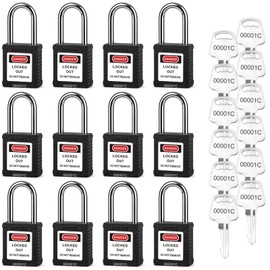 BOZZYS Lockout Tagout Locks 6 Pack｜OSHA Red Loto Locks Keyed Alike｜6 Same Keys/Set for Industrial Machinery & Electrical Panels｜Chrome Steel & Laser Coding