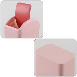 Jnktka 3.5 Gallon Swing Top Trash Can, Slim Garbage Can with Lid, Office Wastebasket Plastic Set of 1, Pink