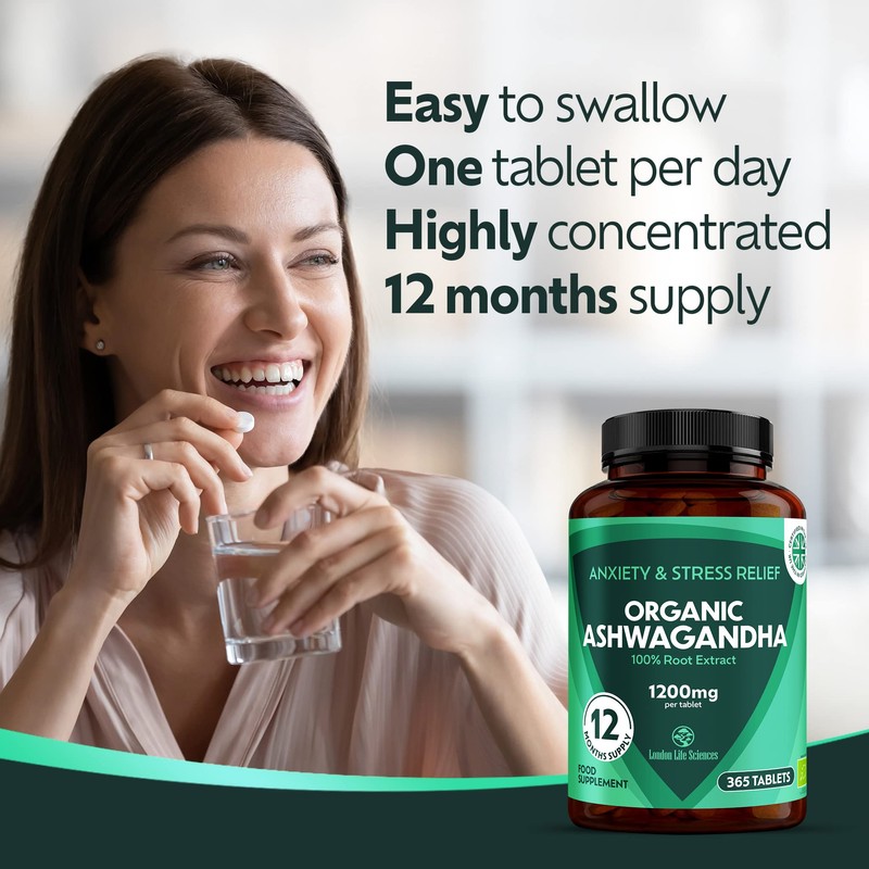 365 Tablets Ashwagandha 12:1 Extract 1200mg, 5% Withanolides Highest Concentration