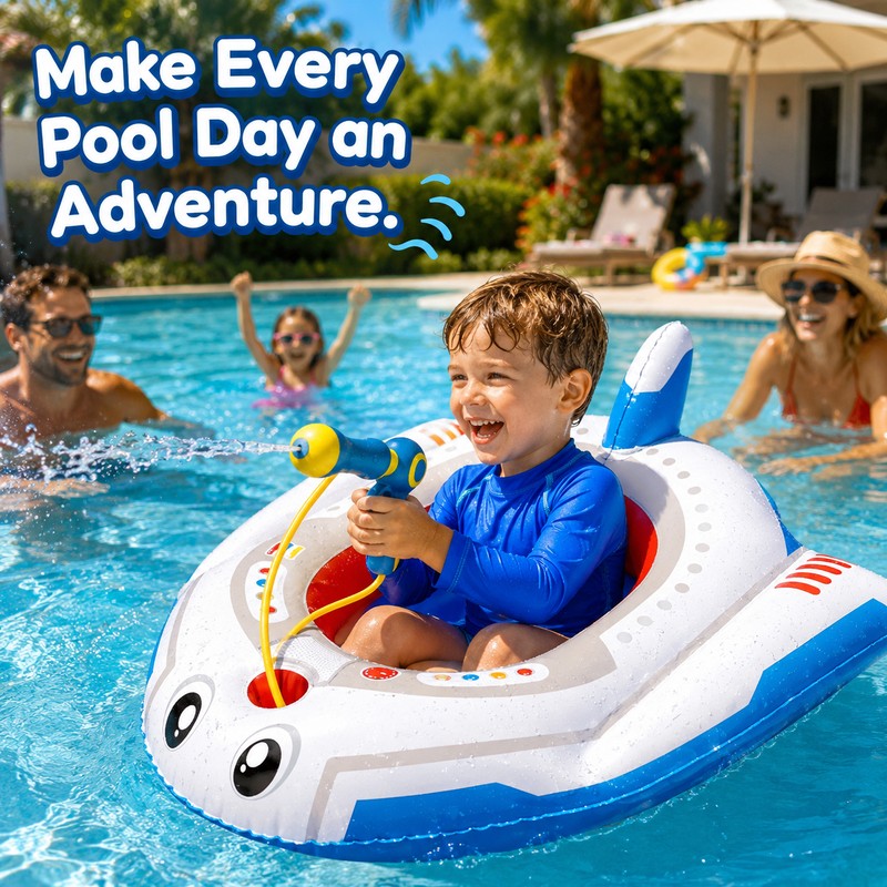 Kids’ Ride-On Pool Float with Water Gun – Inflatable Water