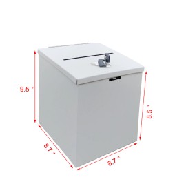 FixtureDisplays White Metal Donation Box 9X9X8 Suggestion Tithing Wedding Charity Fund Raising