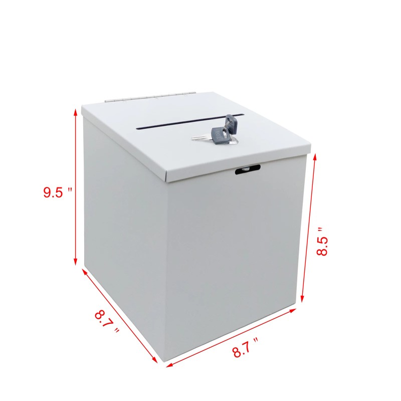 FixtureDisplays White Metal Donation Box 9X9X8 Suggestion Tithing Wedding Charity