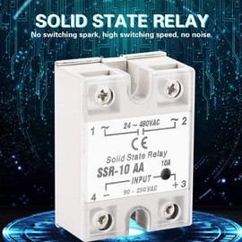 Solid State Relay SSR-10 AA 10A Solid State Relay Module AC-AC Relay (SSR AC-AC Input 90-250V AC Output 24-480V AC)