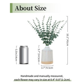 BLOSMON Eucalyptus in Boho Vase for Centerpieces: 2 Ceramic Vases with 20 Fake Eucalyptus Stems Table Decor - Artificial Plant Kitchen Bathroom Room Party Decorations