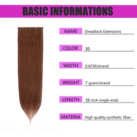 36 Inch 10 Strands Dreadlock Extensions Reggae Hip-hop Synthetic Hair Hippie Style Hair Dread Braids for Women and Men (36"strands of 10, 30#)