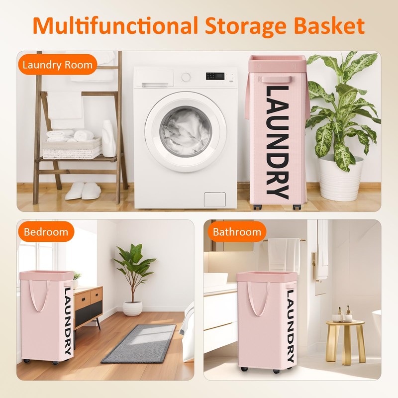Optish 90L Rolling Laundry Basket with Wheels, 29 IN Hamper
