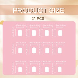 GlamRays 24 Pieces White Flower French Tip Nail Stickers Short Square False Nails White Flower Glossy Full Cover