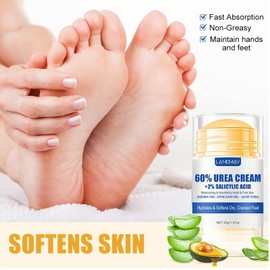 Sitovely 2PCS Urea Cream Stick 60% plus Salicylic Acid 2%, Maximum Strength Urea Foot Cream for Rough Thick Dry & Cracked Skin, Foot Lotion Stick for Women & Men Feet, Knee, Elbow, Hand (B, M)