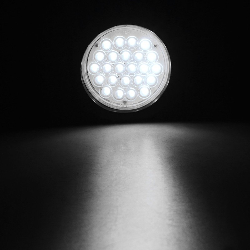 2pcs Clear Lens 4" Round 24-LED Back Up Reverse Tail