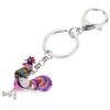 BONSNY Llavero de metal esmaltado para mujer, diseño de gallo