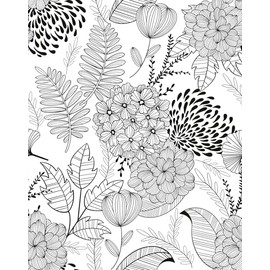 MelunMer Black and White Peel and Stick Wallpaper for Bathroom Boho Vintage Floral Leaf Contact Paper for Cabinets and Drawers Laundry Room Wallpaper Stick and Peel,Removable,Waterproof 78.8inL17.3inW