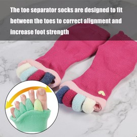 SPORCLO Toe Separator Socks Women for Bunion Relief Yoga Gym Cotton Toe Socks Ankle High Comfy Foot Alignment Socks 1 Pair